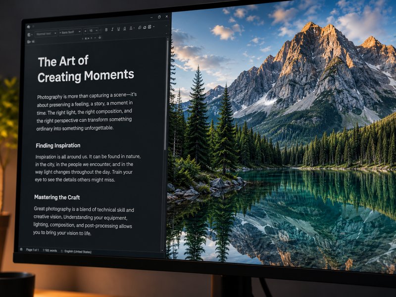4K monitor showing ultra-sharp text and detailed imagery