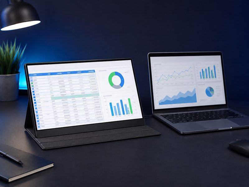 Arzopa Z1RC 16-inch 2.5K budget portable monitor beside a laptop