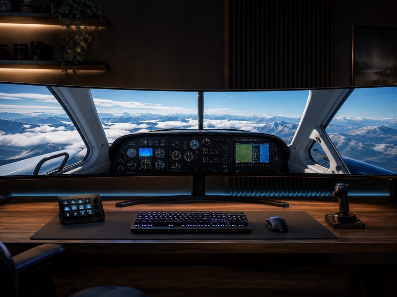 MSI MPG 491CQP 49-inch 32:9 QD-OLED super-ultrawide monitor spanning a full desk